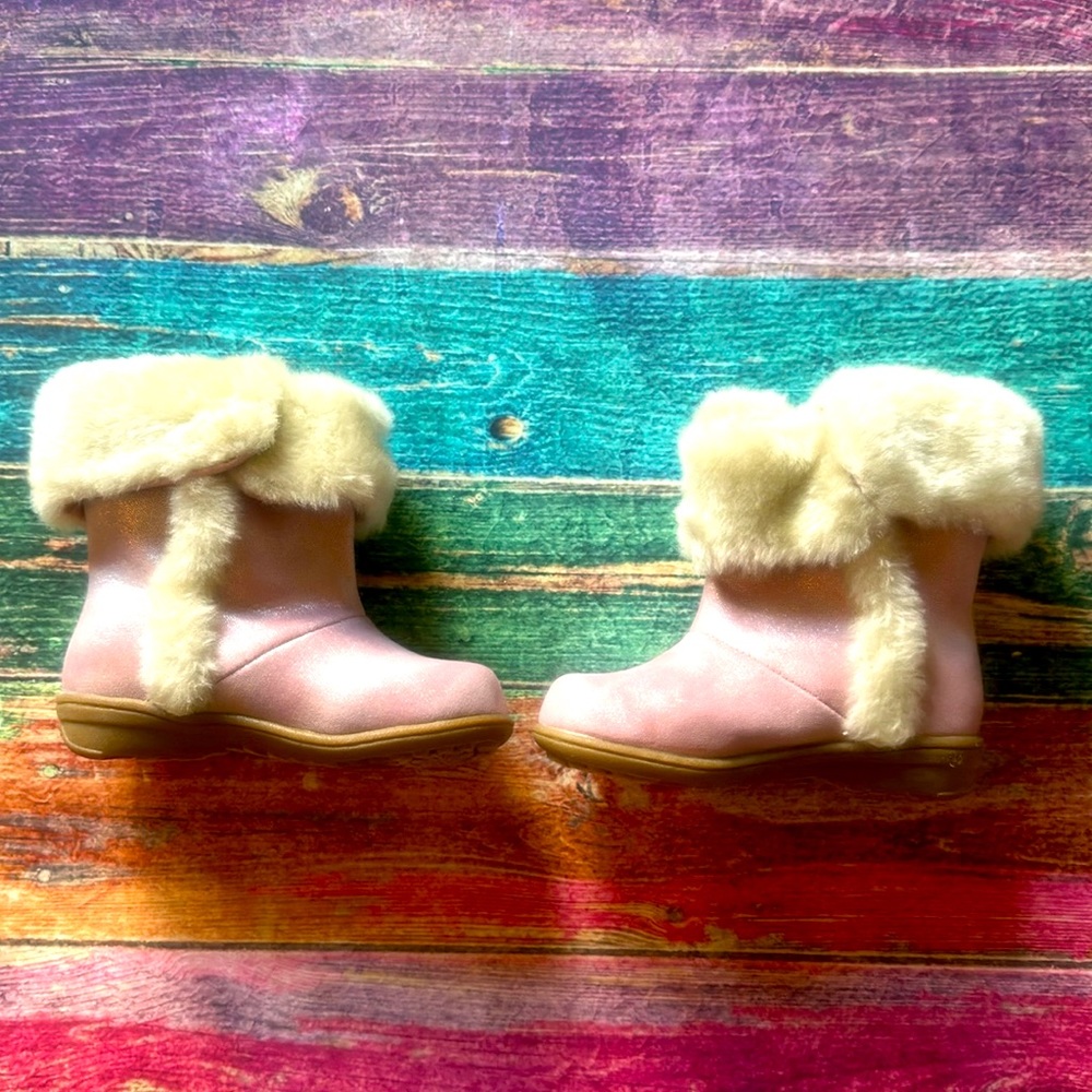 Brand new in box Carters pink sparkle fuzzy boots, toddler size 8